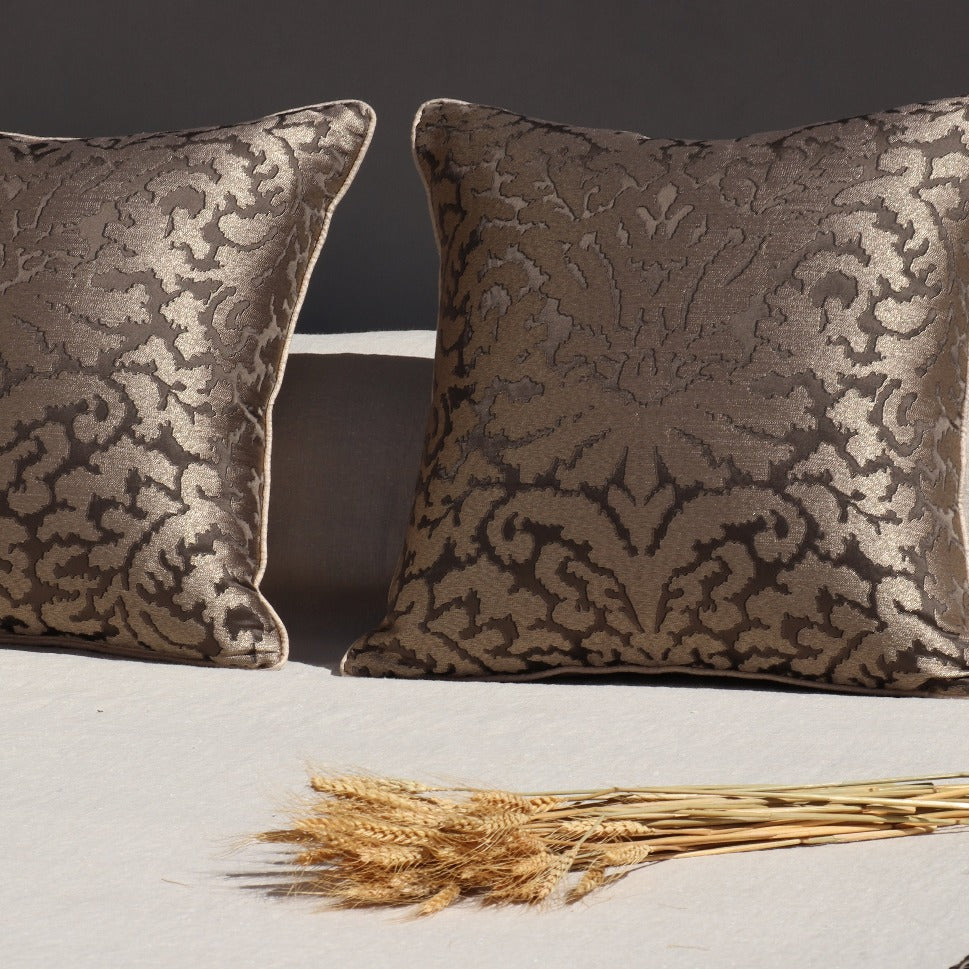decorative cushion for sofas in fine fabrics such as silk, velvet, linen and cotton.
