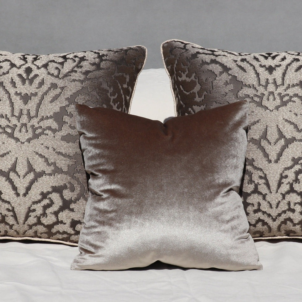 decorative cushion for sofas in fine fabrics such as silk, velvet, linen and cotton.