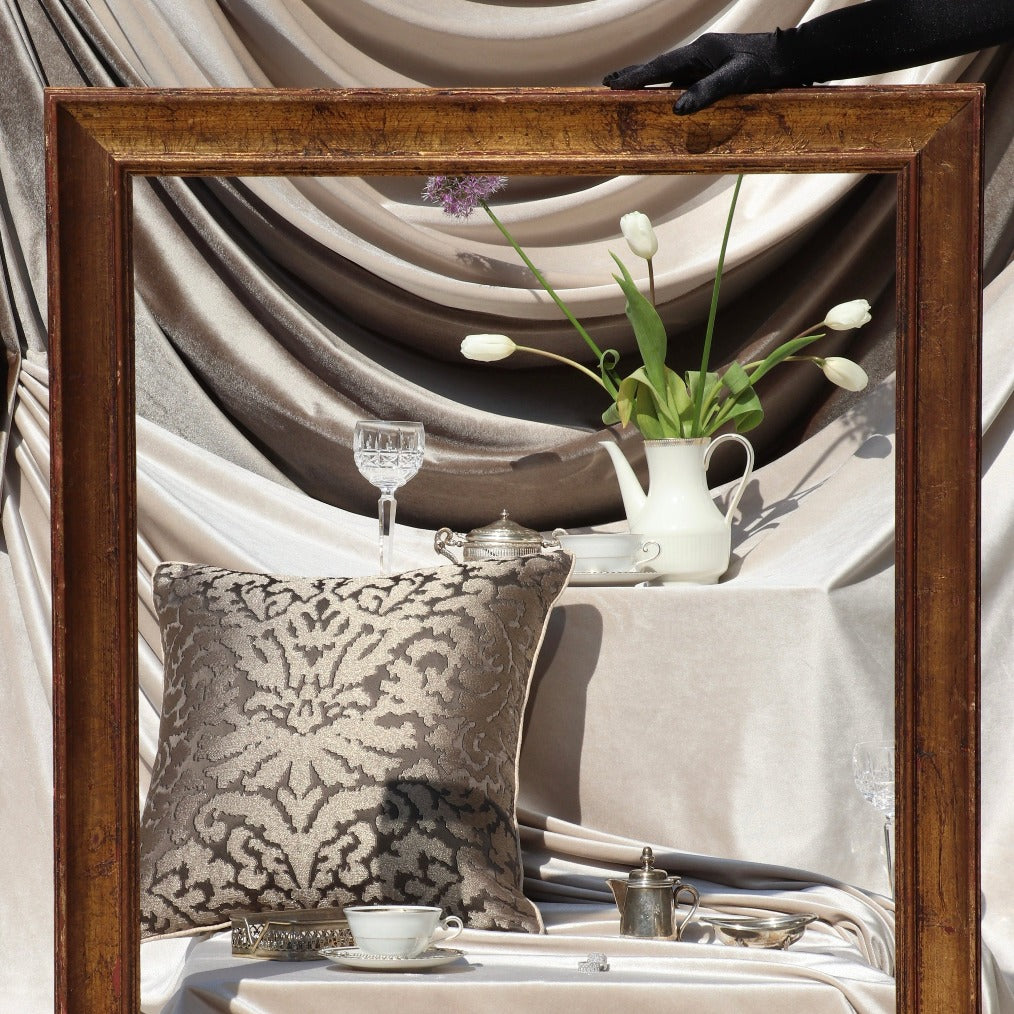 decorative cushion for sofas in fine fabrics such as silk, velvet, linen and cotton.