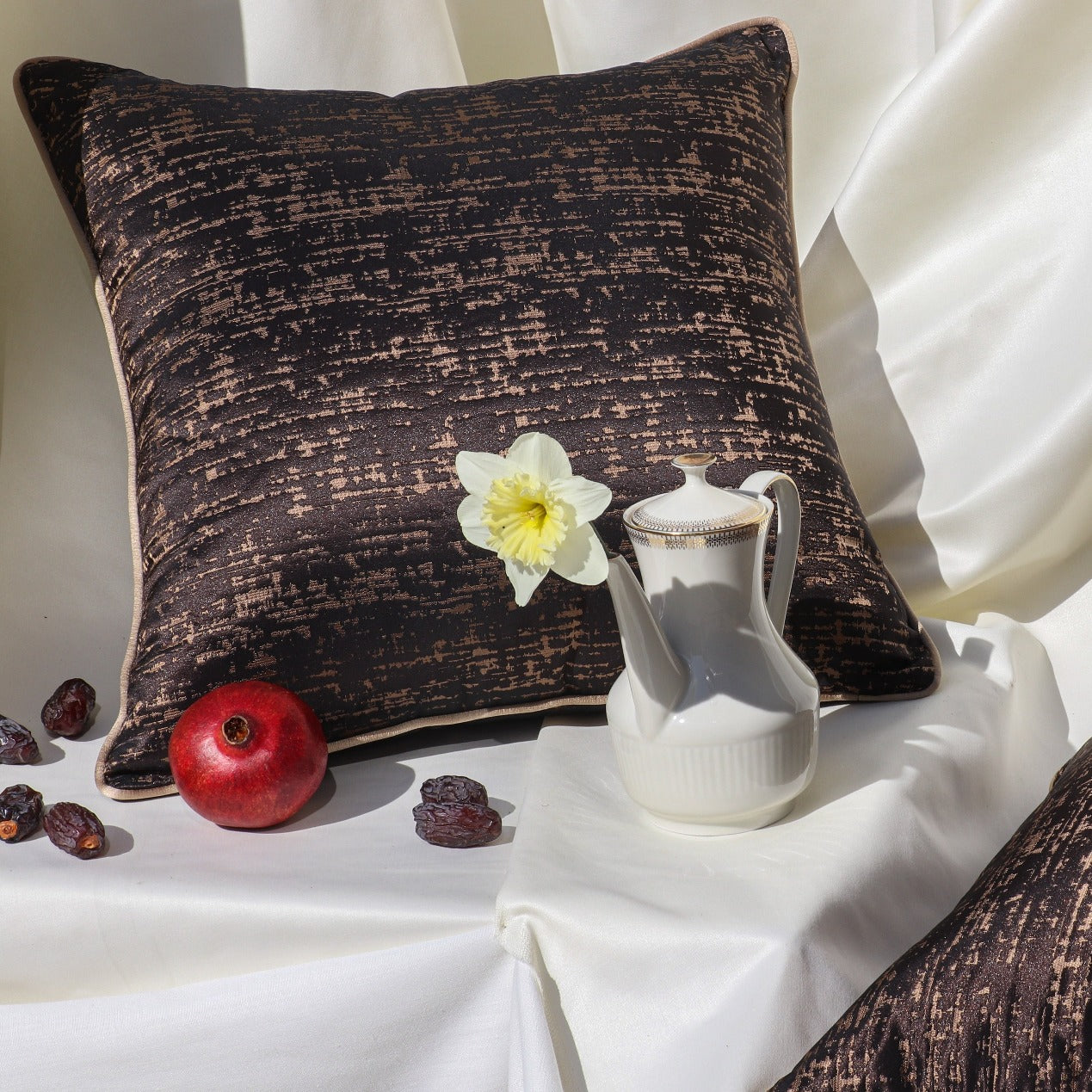 decorative cushion for sofas in fine fabrics such as silk, velvet, linen and cotton.