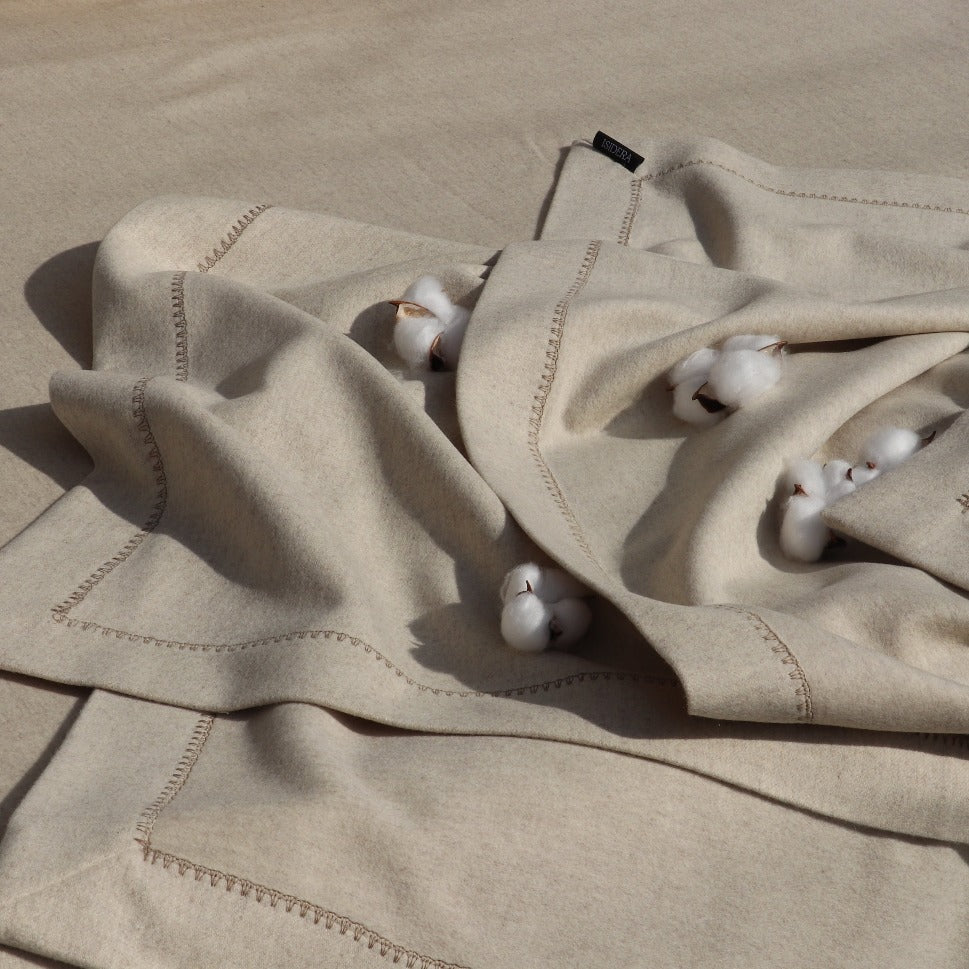 embroidered cashmere and wool blanket